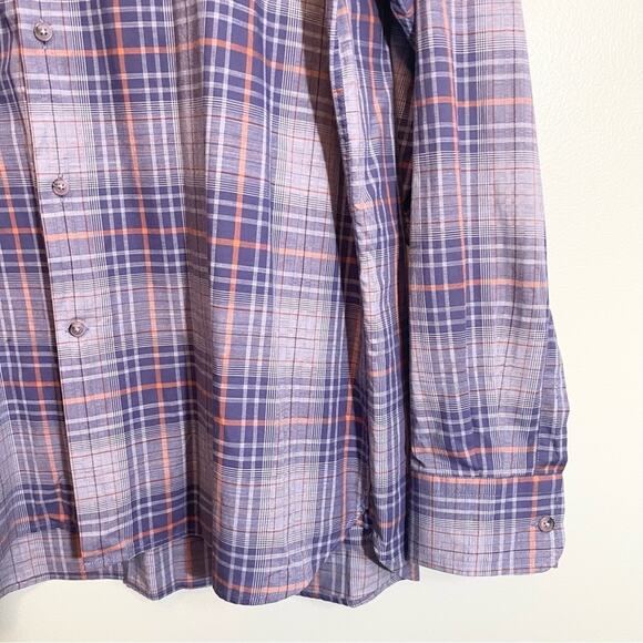 Joseph Abboud Men's Blue Plaid Collared Long Cuffed Sleeve Button-Up Shirt XL - Picture 5 of 11